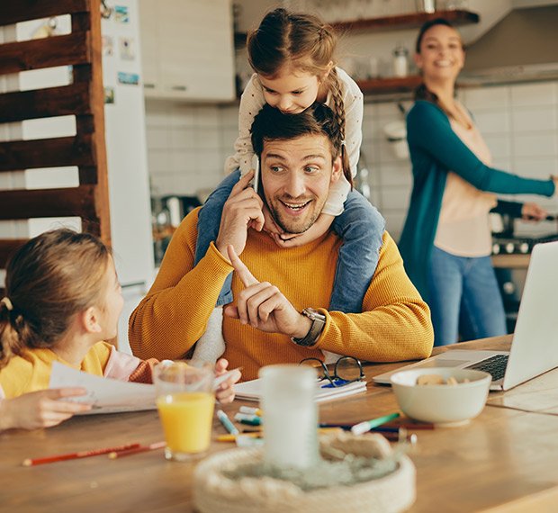 Busy family morning