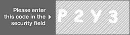 captcha code for visual authentication  letter P number 2 letter Y number 3